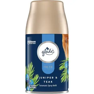 Glade Automatic Spray Refill, Air Freshener for Home and Bathroom, Juniper & Teak, Fresh Collection, 6.2 Oz