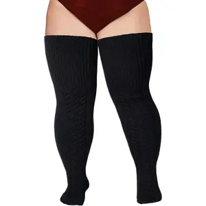 Wool Plus Size Thigh High Socks For Thick Thighs Extra Long Womens Warm Cable Knit Over Knee Stockings Leg Warmers All Seasons Stylish Cute Plain Womenswear Cute