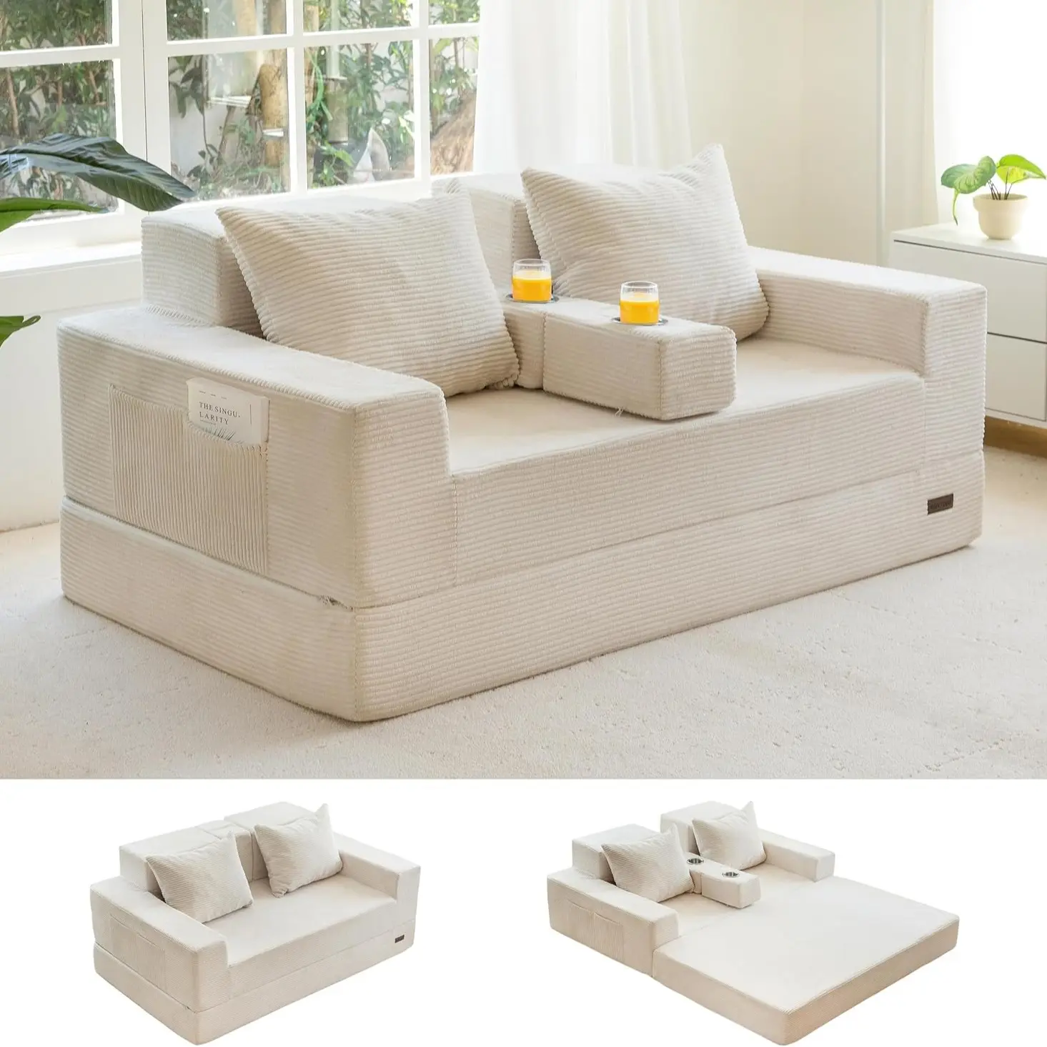 Beige-Loveseat