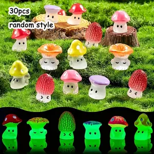 30pcs Mini Resin Mushroom Figurines, Resin Sculptures, Cute & Funny Expressions, Garden Decor, Bonsai, Party Gifts, Home Desk, Dollhouse Decoration, Garden Accessories