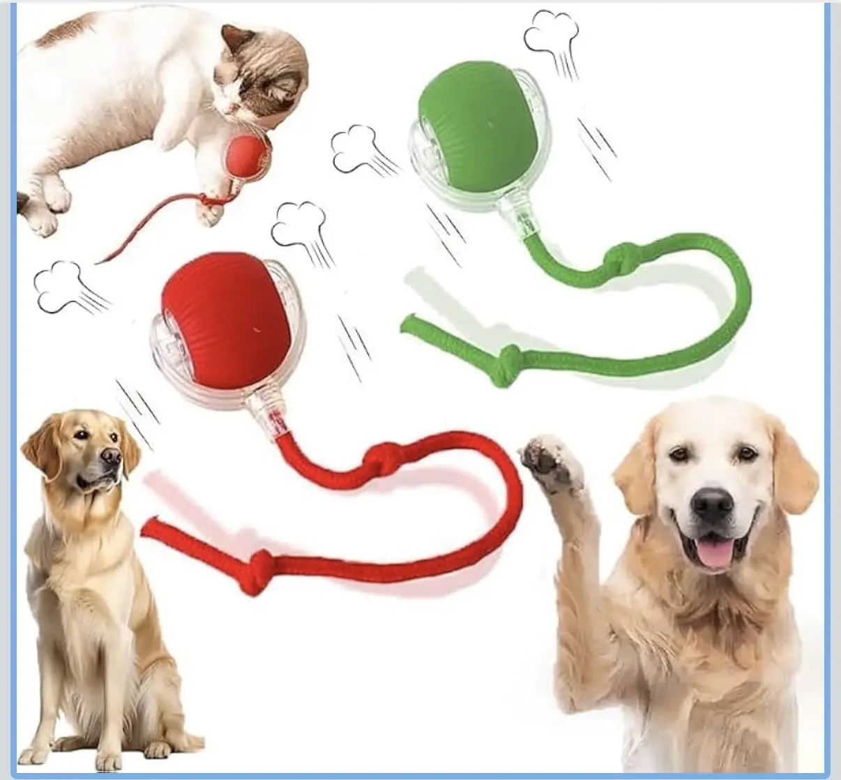 Smart Pet Toy Automatic Interactive Dog Ball Toy with Rope for Pet Playtime