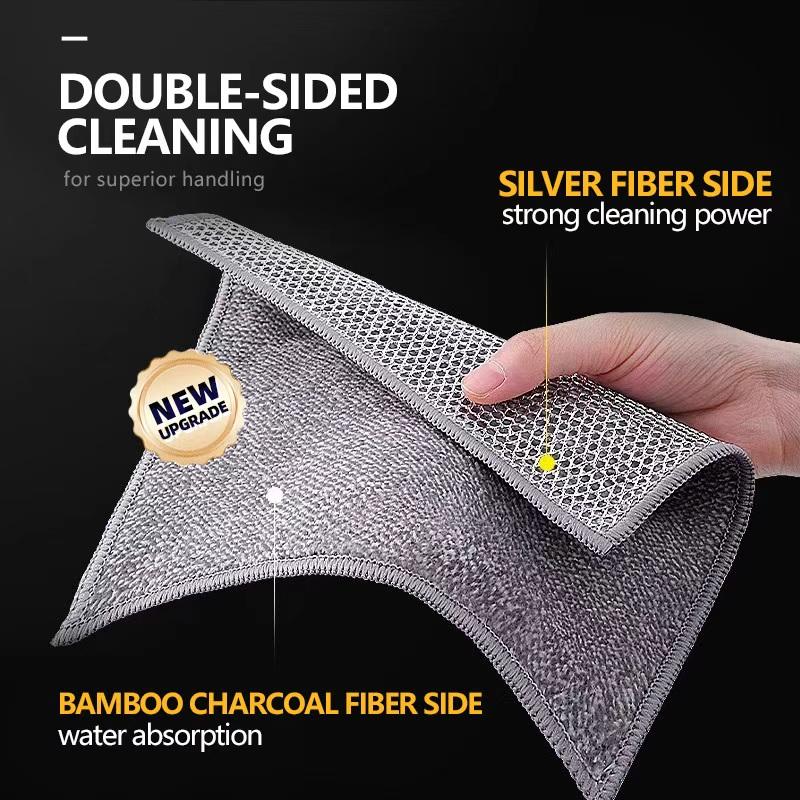 10-Count 2-Sided Scouring Pads Heavy-Duty Non-Scratch Steel Wool Sponges for Kitchen Dual-Textured Dish Scrubber with PVA Microfiber for Pots Pans and Utensils New Upgrade