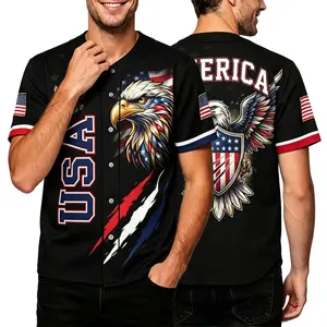 America 250th Anniversary Baseball Jersey for Men Women,Patriotic USA Flag & Eagle Print Button-Down Shirt, Independence Day Short Sleeve Casual Jersey for 4th of July, Party and Holiday Wear