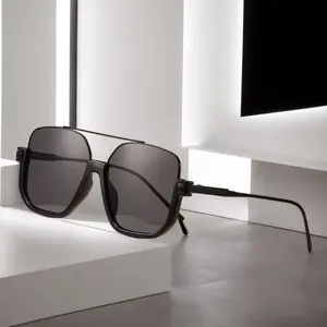 Oversized Square Double Bridge Sunglasses, Fashion Y2K American Retro Versatile Casual Sun Glasses, UV Protection Aviator Shades