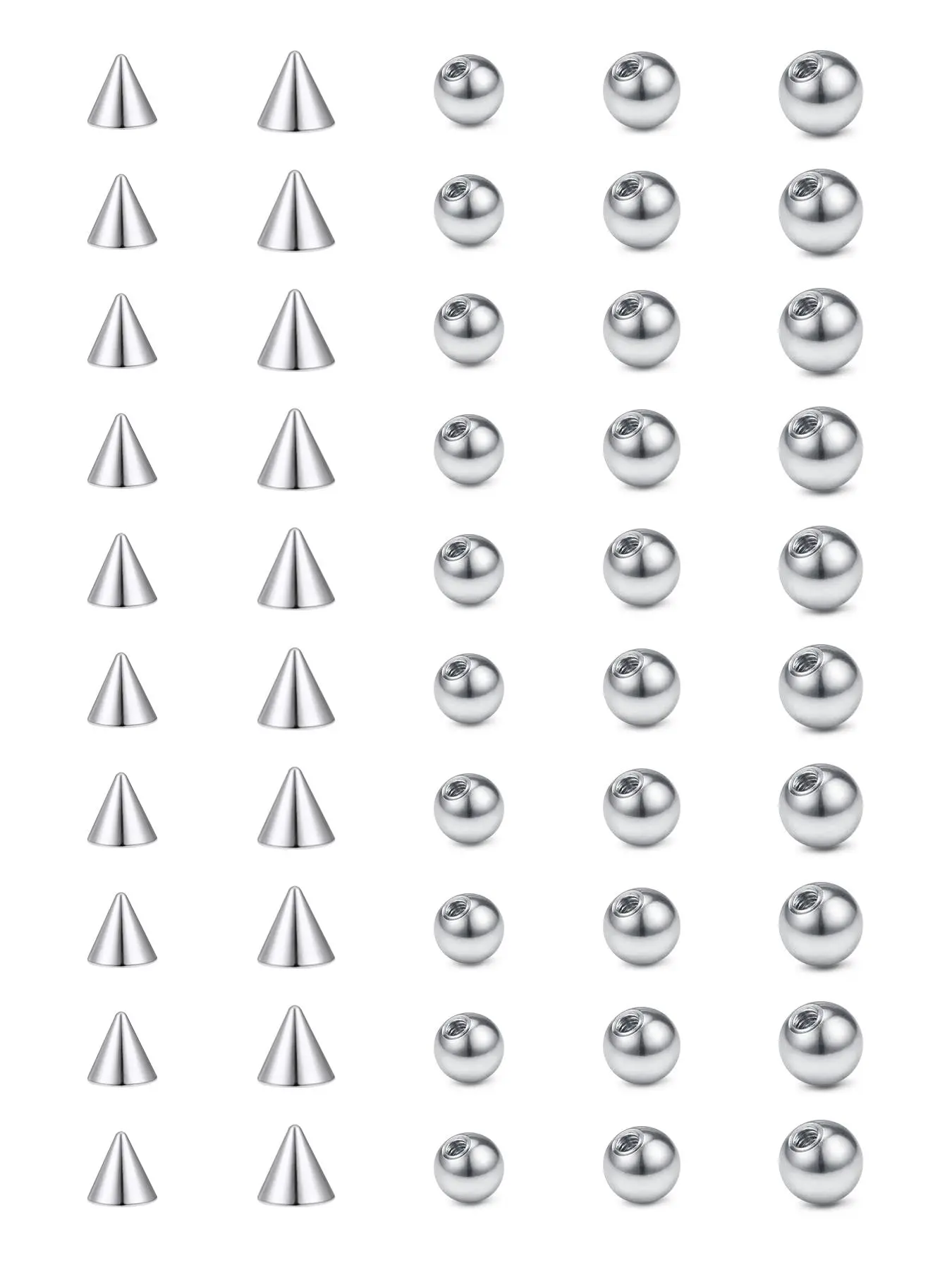 Punk Style Stainless Steel Body Piercing Jewelry Replacement Ball, Side Labret Jewelry, 50pcs Unisex Geometric Design Body Jewelry, Fashion Jewelry for Party, Perfect for Birthday Gift