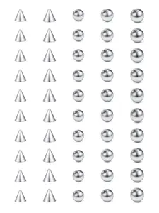 Punk Style Stainless Steel Body Piercing Jewelry Replacement Ball, Side Labret Jewelry, 50pcs Unisex Geometric Design Body Jewelry, Fashion Jewelry for Party, Perfect for Birthday Gift