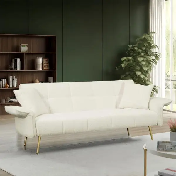 70.1" Futon Sofa Bed, Convertible Double Sofa Bed with Folding Armrests for Living Rooms and Small Spaces