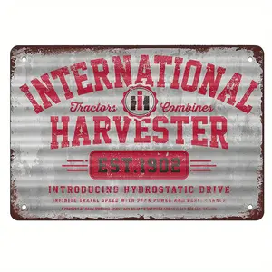 [Classic Wall Art Metal Plaque] 1 count International Harvester Vintage Metal Sign - 8x12 inch Wall Mounted Iron Plaque, No Electricity or Battery Needed, Classic Wall Art for Home, Bar, Cafe, Garage Decor