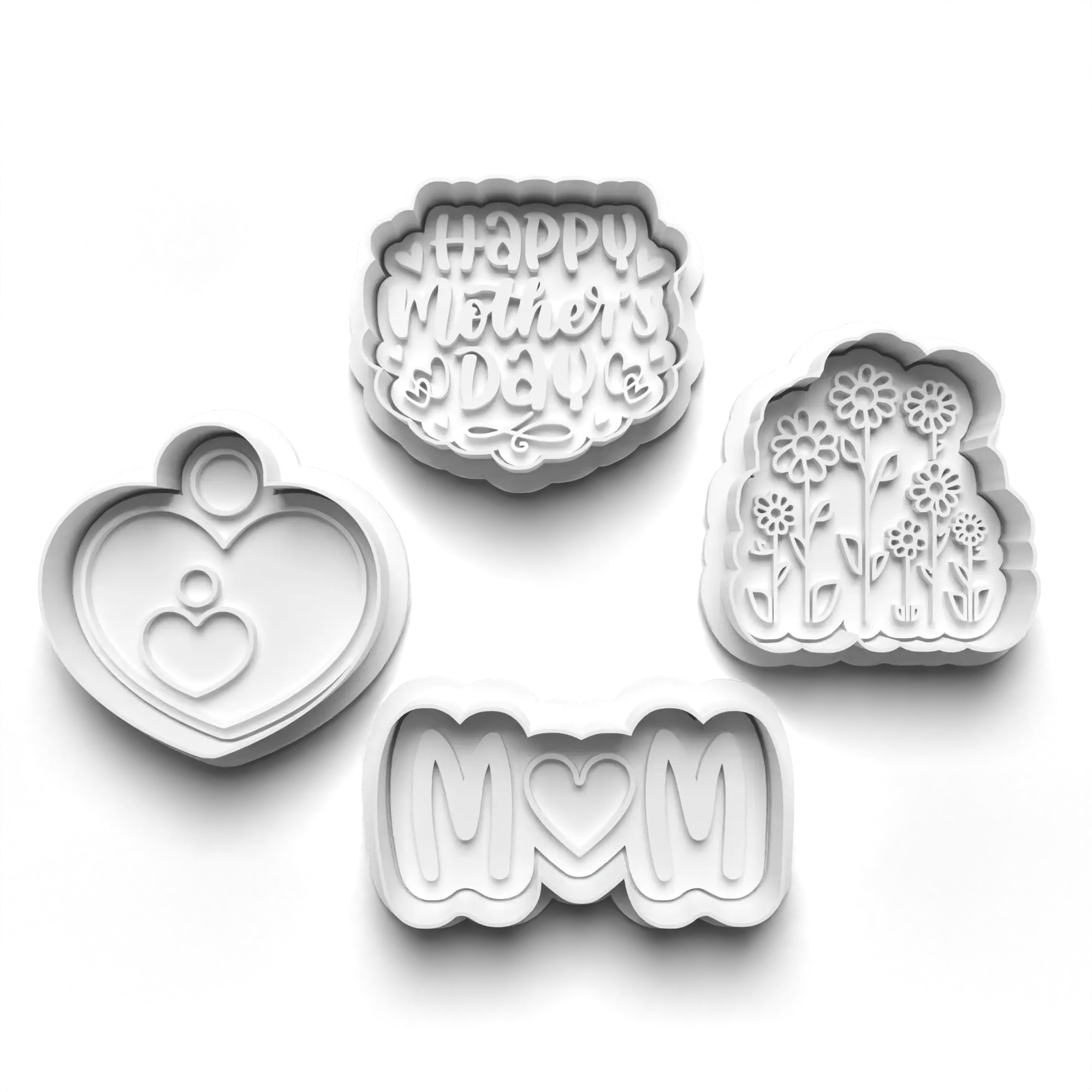 Sweet Cut Co Mothers Day PRV, LOVE MOM, Mothers DAY Press with Dough Cutter, Baking Mold & Cutter & Stamp for Baking and Crafting