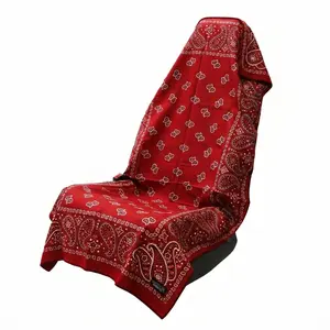 Red Bandana Car Seat Cover Towel – Paisley Waterproof Auto Seat Protector, Streetwear Inspired Universal Car Interior Accessory