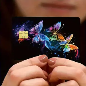 1 2 4 Pack Credit Card Stickers Creative Butterfly Pattern Durable PVC Card Stickers for Privacy Protection Anti Scratch for Credit Debit Transit Cards Small Card Core
