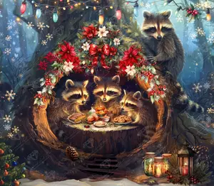 Diamond Art Club® Raccoon Christmas Diamond Painting Kit