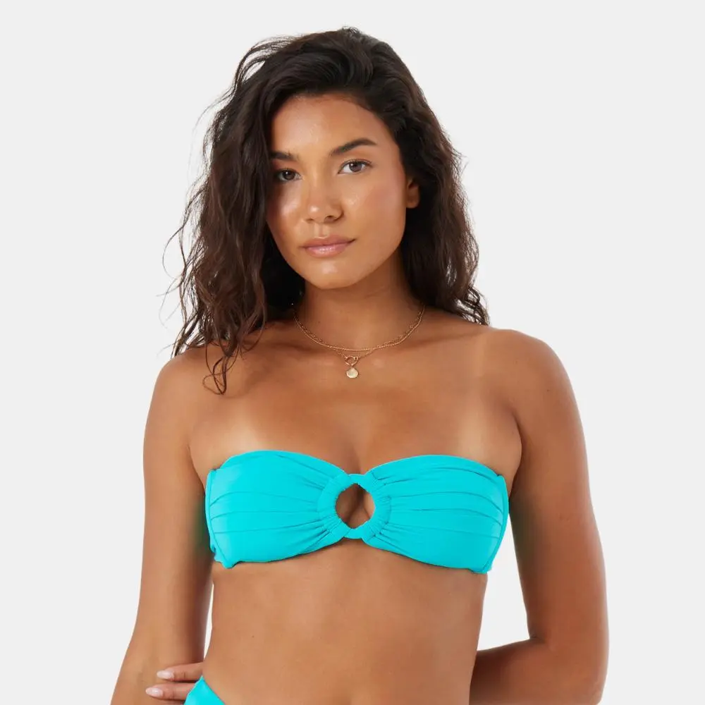 Roxy Women's Sporty Chic Solid Plain Elastane Bandeau Bikini Top - UV-Protective Anti-Ultraviolet Beachwear, Sports & Outdoor Surf Swimwear