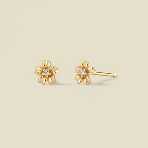 March CZ Birth Flower Stud Earrings