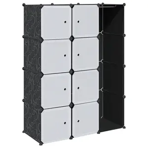vidaXL Modular Cabinet with 9 Compartments, Shoe Storage Rack for Living Room Hallway Nursery, Storage Clothes Organizer, Black and White 240497