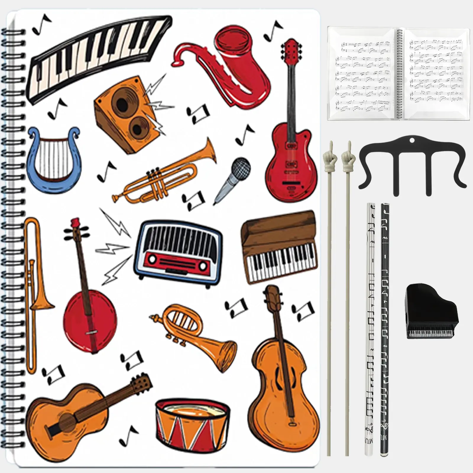 7 Pcs Music Folder Combo Kit，Editable music holder,A4 20-page 40-sheet Creative Office Folder