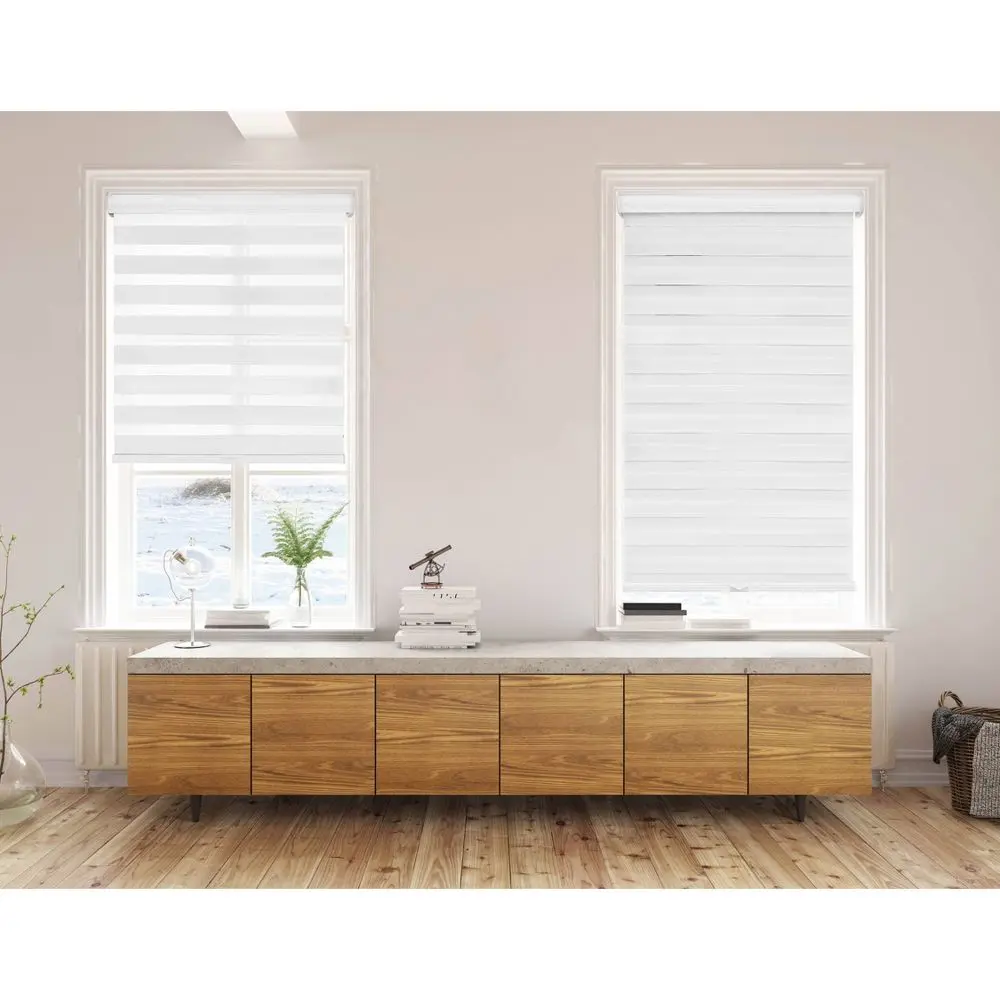 1pc 34"x72" Light Filtering Cordless Zebra Window Shade with Valance White - Lumi Home Furnishings: Indoor Roller Blinds