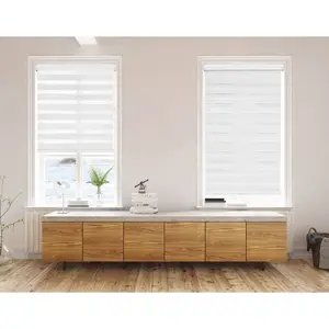 1pc 35"x72" Light Filtering Cordless Zebra Window Shade with Fabric Roller Valance White - Lumi Home Furnishings: Indoor Blinds for Windows