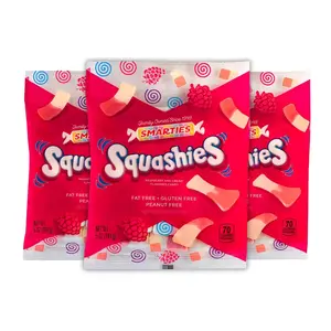 Smarties Squashies 3 pack Foam Marshmallows Gummies Candy Gluten Free Gummy Candy Bulk Peanut Free Perfect for Birthday & Holiday Party Favors & Raspberries Flavored 5 oz Candy Bags