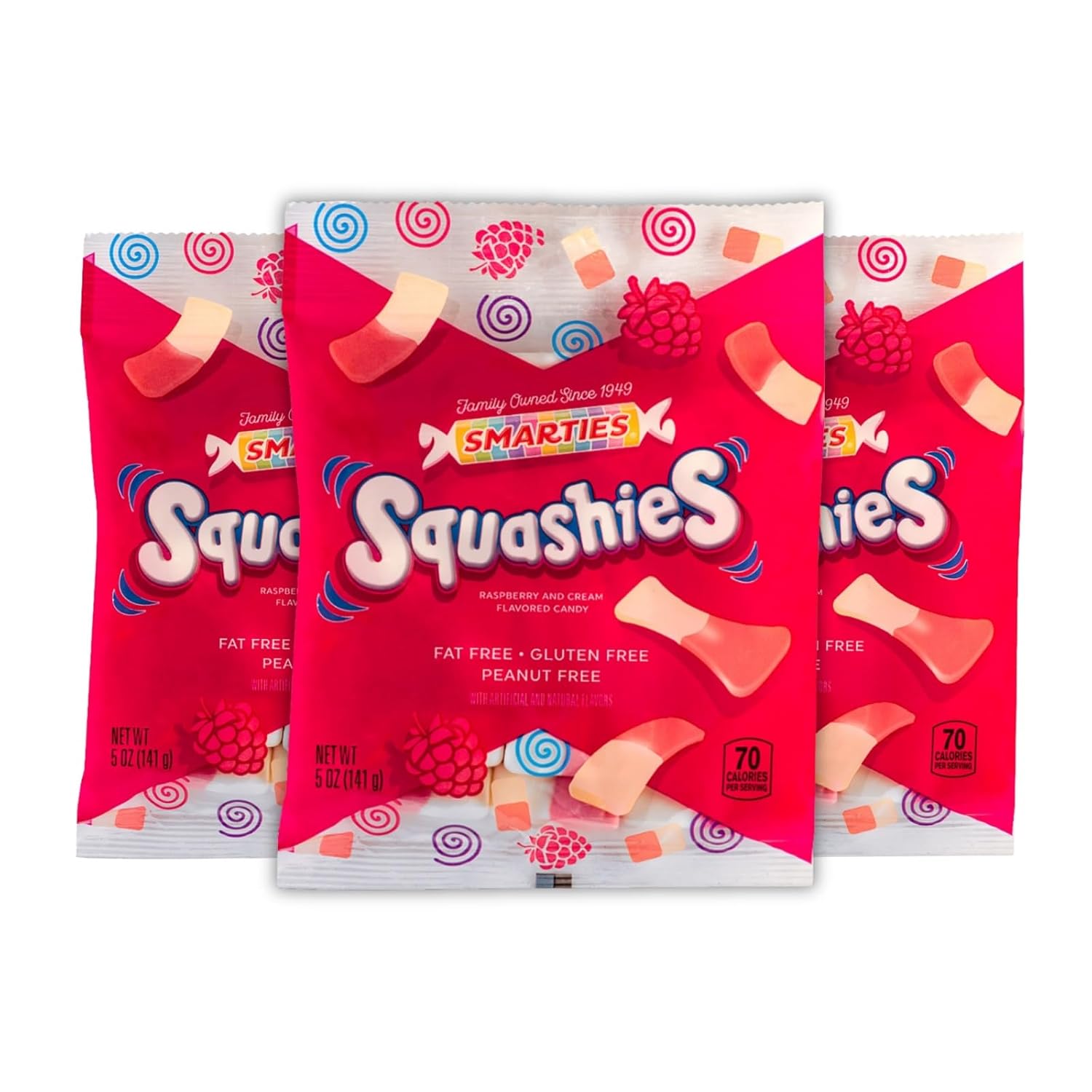 Smarties Squashies 3 pack Foam Marshmallows Gummies Candy Gluten Free Gummy Candy Bulk Peanut Free Perfect for Birthday
