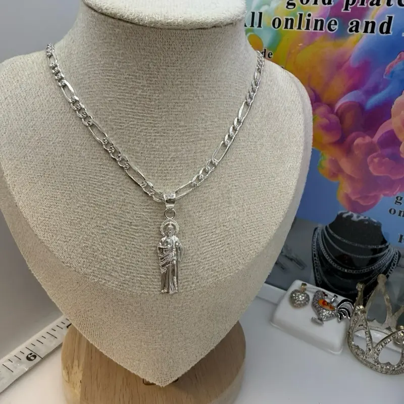 925 sterling silver 18” kids chain and pendant small for kids chain 4mm solid Mexican silver )) cadena y dije de plata Mexicana para ninos 18” inch es corta grosor 4mm Alta calidad es corta para Niños