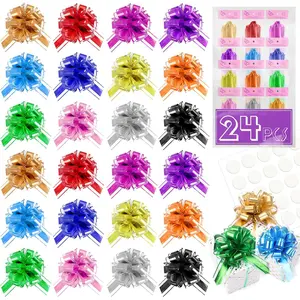 24 count 6 Inch Large Pull Bows,12 Colors Bow for  Wrapping,Party  Wedding Ribbon Bows for Wrapping Boxes or Flower Decorations, for Christmas Valentine's Day Decoration Bow