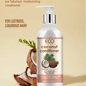 480ml coconut hair conditioner, suitable for ordinary hair, natural oil moisturizing formula, control irritability, add suppleness, sea wave shape, men and women | coconut oil formula | natural essence | Hydrate Conditioner