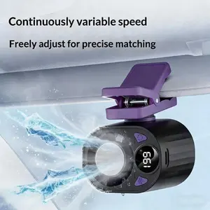 Car Clip-On Fan with LED Display 360° Rotation 199 Speeds Adjustable USB Rechargeable Compact USB Charging Fan for Car Umbrella Bicycle Travel Camping Outdoor Cooling Mode Hand Fan Personal Fan Usb Fan Light Button