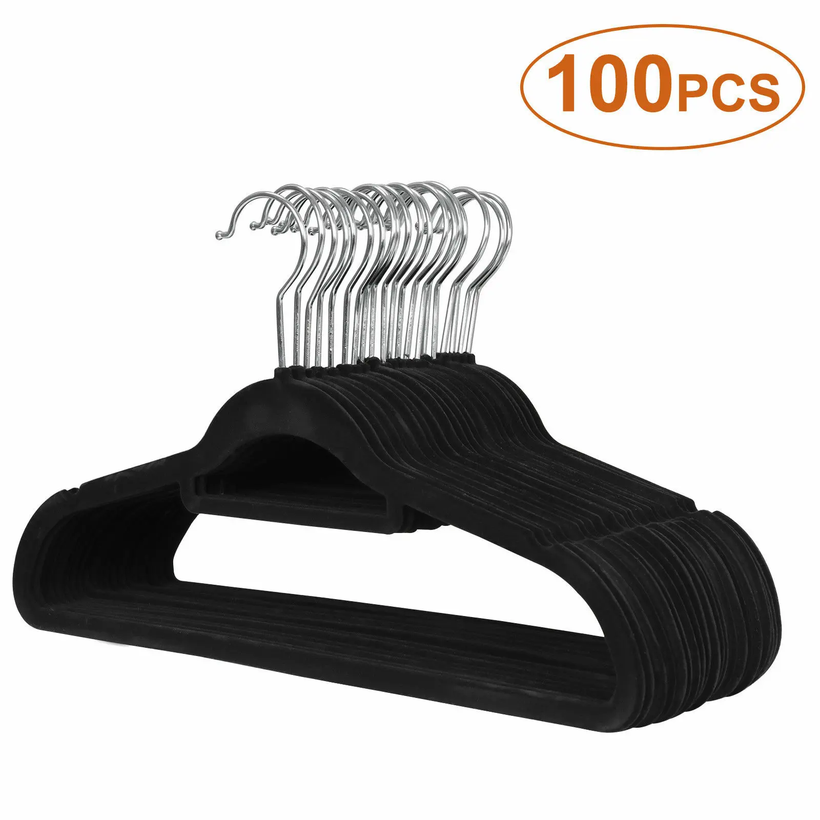 Zenstyle 100PCS Metal Velvet Hangers - Premium Non-Slip Flocked, Damage Free, Matching, Multifunctional Clothes Hangers for Suits, Shirts, Home Organizer Storage Solution, Damage Free Hangers, Matching Hangers