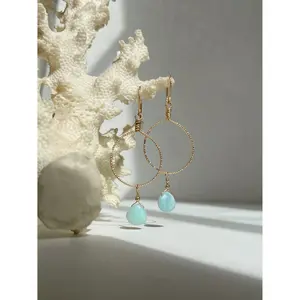 Larimar Sparkle Circle Earrings