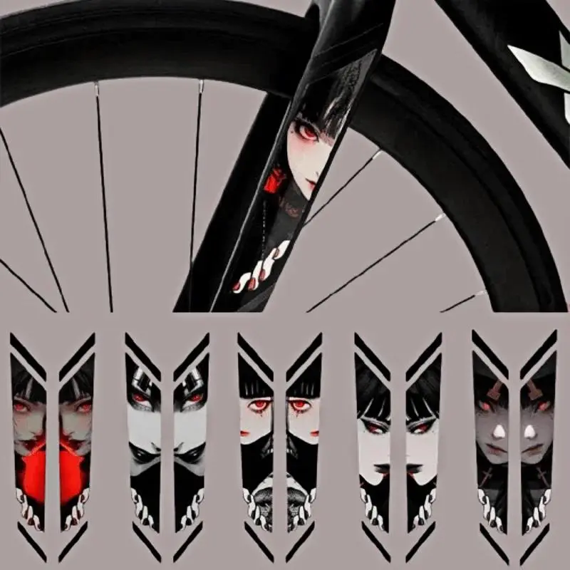 2 Cartoon Eye Bicycle Frame Stickers, JDM Style PVC Stickers, Suitable for Road Bikes and Mountain Bikes, Upper Tube Decor