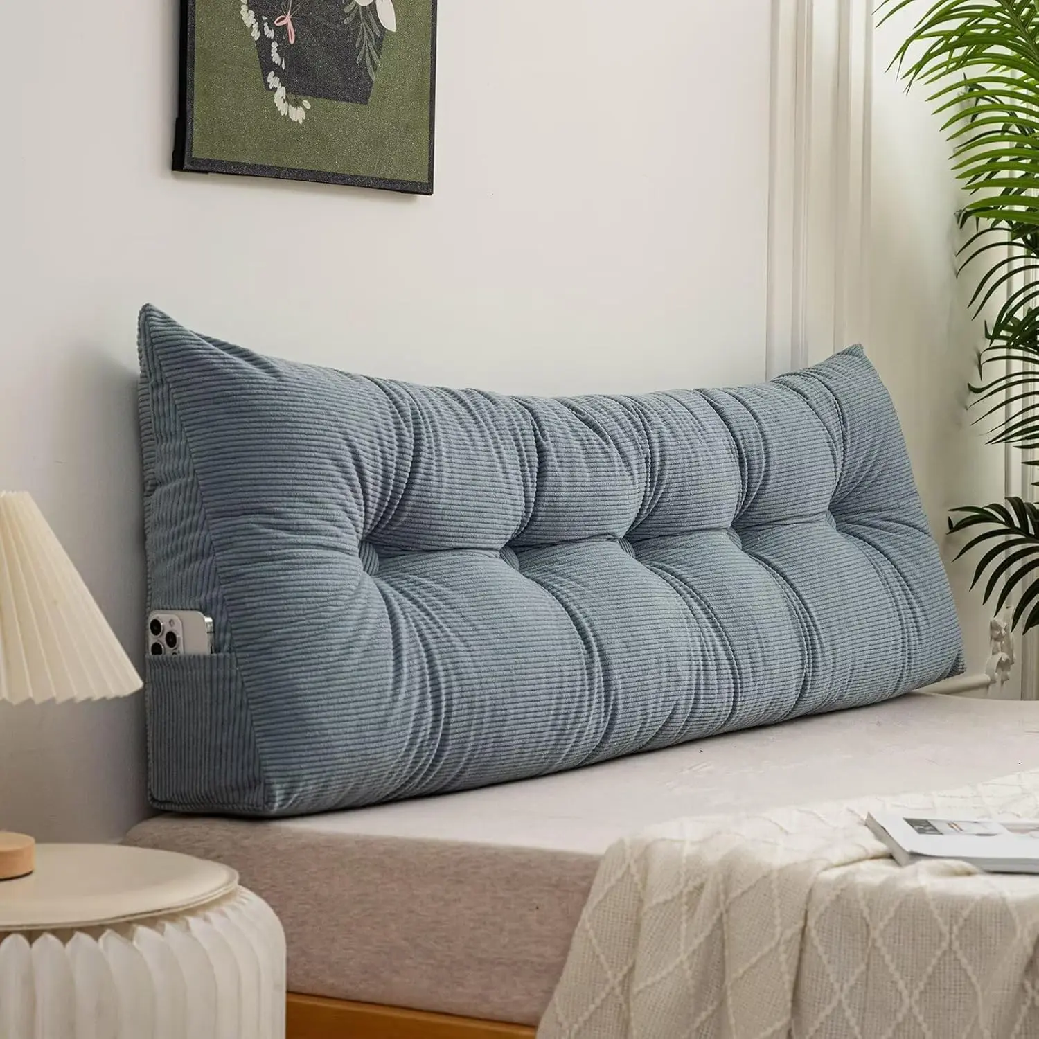 Wedge Pillows Headboard Twin XL Backrest Pillows for Sitting Up in Bed Rest Large Triangle Bolster Cushion Daybed Pillow Lumbar Support Leg Positioning Cushion,Dusty Blue 39 * 15.7 * 4.7in