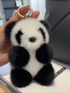 Cute Panda Plush Keychain, Soft Fuzzy Texture, Durable Alloy Hook, Perfect for Keys & Bags, Ideal Gift for Girls & Students