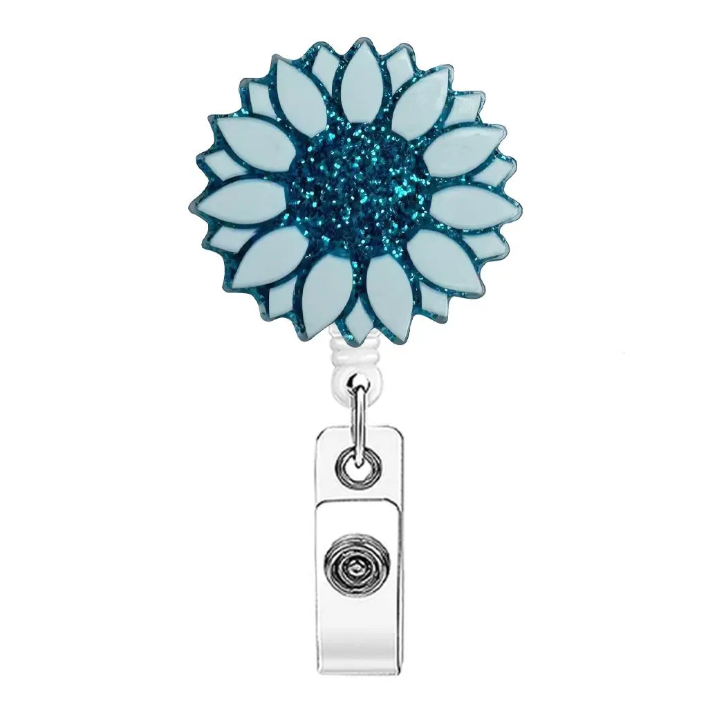 Cute Sunflower Motif Badge Roll Clip Card Holder, Easy-Open Lanyard Design, Ideal for Students & Office Staff, Secure Storage Solution, Badge Reel, Acrylic Id Holder
