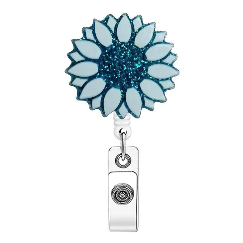Cute Sunflower Motif Badge Roll Clip Card Holder, Easy-Open Lanyard Design, Ideal for Students & Office Staff, Secure Storage Solution, Badge Reel, Acrylic Id Holder