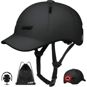 Adult Bike Helmet with ABS Shell, USB Rechargeable Rear Light, CPSC/ASTM Certified, 2 Removable Liners, Adjustable Dial, Lightweight Baseball Cap Style for Visibility Boost