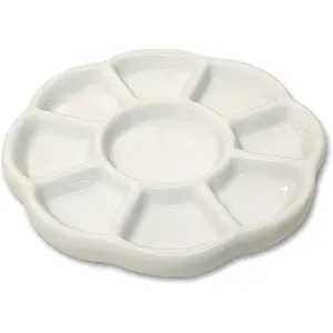 Porcelain Ceramic Watercolor Paint Palette - Ceramic Mixing Palette Tray Flower Watercolor Dish Gouache Palette for Arts & Crafts Mixing Colors (5inch)