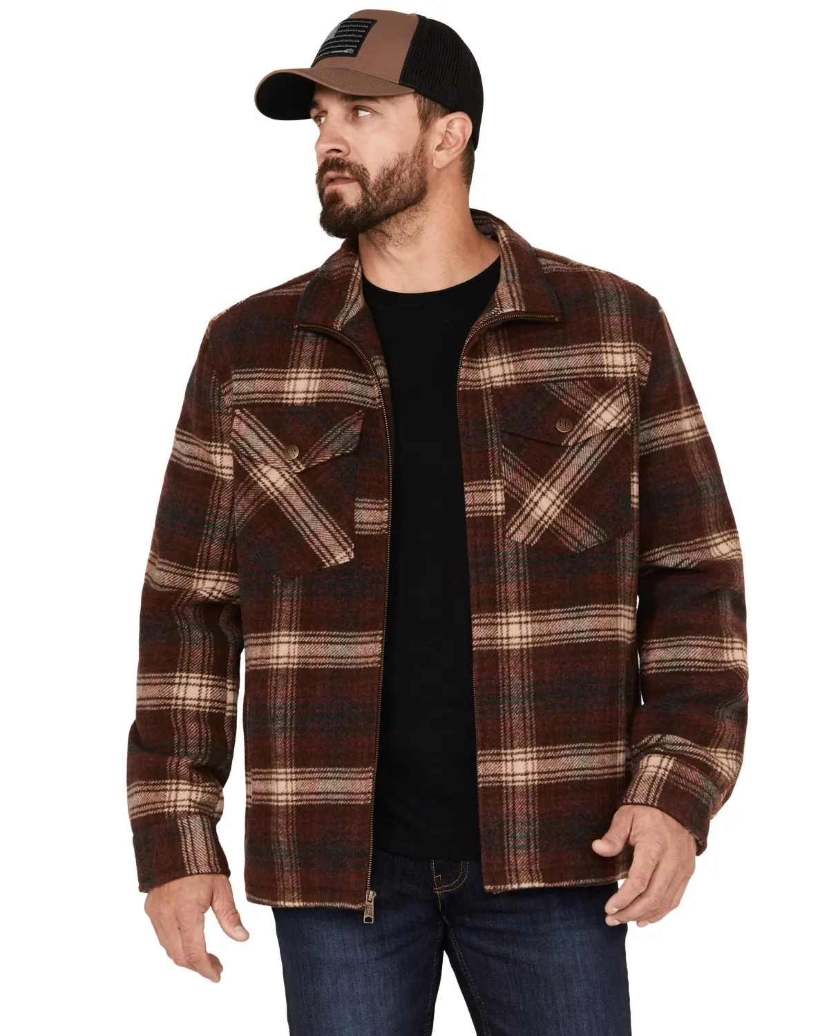 Powder River Outfitters Men's Men'S Plaid Print Full-Zip Wool Jacket - Prmo92rzz6