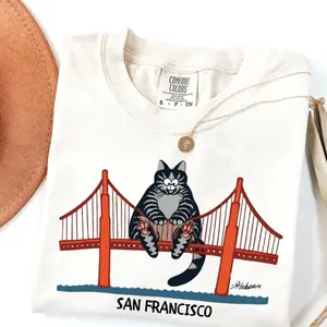B Kliban Cat San Francisco Golden Gate T-Shirt, Popular Movie Shirt