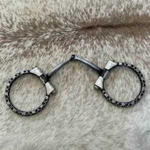 Western Snaffle Horse Bit 5” Mouth Barbed Wire Design Engraved Silver