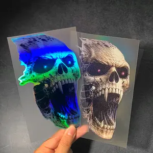 1 Set of 2 Pieces Reaper Skull Pattern Motorcycle Car Stickers for Covering Scratches, Triangular Window Rear Bumper Waterproof Sunshade Decorative Stickers Skull Decal