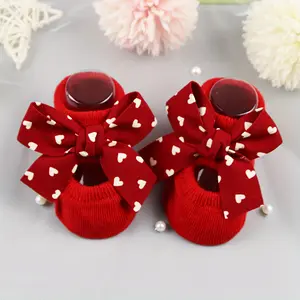 1 Pair New Style Big Red Baby Socks with Anti-Slip Sole, Baby Anti-Slip Socks, Floor Socks, Boat Socks, Suitable 0-1 Years Old