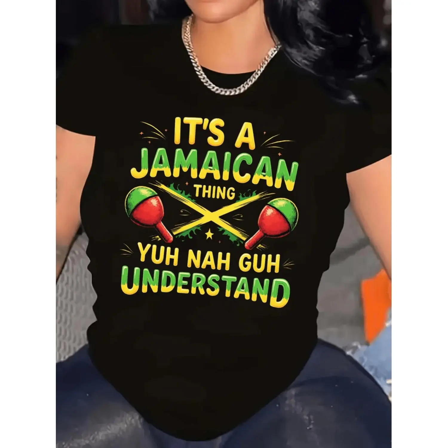 Women S Jamaican Graphic T Shirt With Bold It s A Jamaican Thing Slogan Vibrant Reggae Design Round Neck Casual All Season Comfort Hand Wash Only Stretchy Fabric