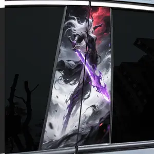 2 Ares Creative Pattern Stickers Unique Design - Self Adhesive Installation Suitable for B-Pillars and Doors Plastic, Metal Smooth Surface Easy Replacement Scratch Resistant Disposable Auto Parts