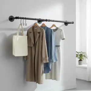 Industrial Pipe Clothes Rack — Heavy Duty Wall Mounted Garment Bar, Detachable 90–180cm
