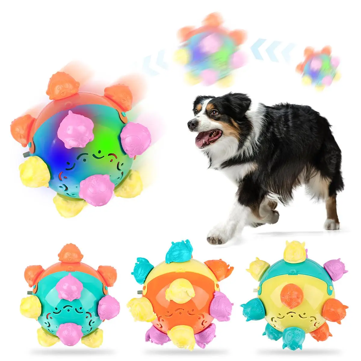 Random Color Electric Jumping Ball, 1 Count Pet Chasing Sound Music Toy, Pet Interactive Toy, Pet Chew Toy, Dog & Cat Accessories, Christmas Gift