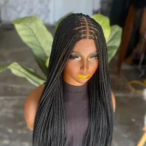Closure glueless knotless braids wig 28/30 inches color 1b