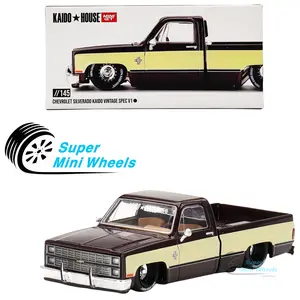 Kaido House x Mini GT  1:64 Chevrolet Silverado KAIDO Vintage Spec V1 Brown Low Rider Pickup Truck KHMG145
