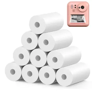 Mini Printer Paper, 57mm Width Color & White Continuous Paper, Portable Printer Paper, Self-adhesive Transparent Sticker Rolls For Portable Printer