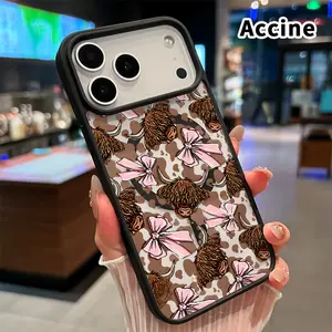 Magnetic Phone Case Compatible with iPhone 17 Pro Max 16 Plus 15 14 13 12 11 Air E Cow Bow Hard Acrylic Back Soft TPU Edge Shock-resistant Cover